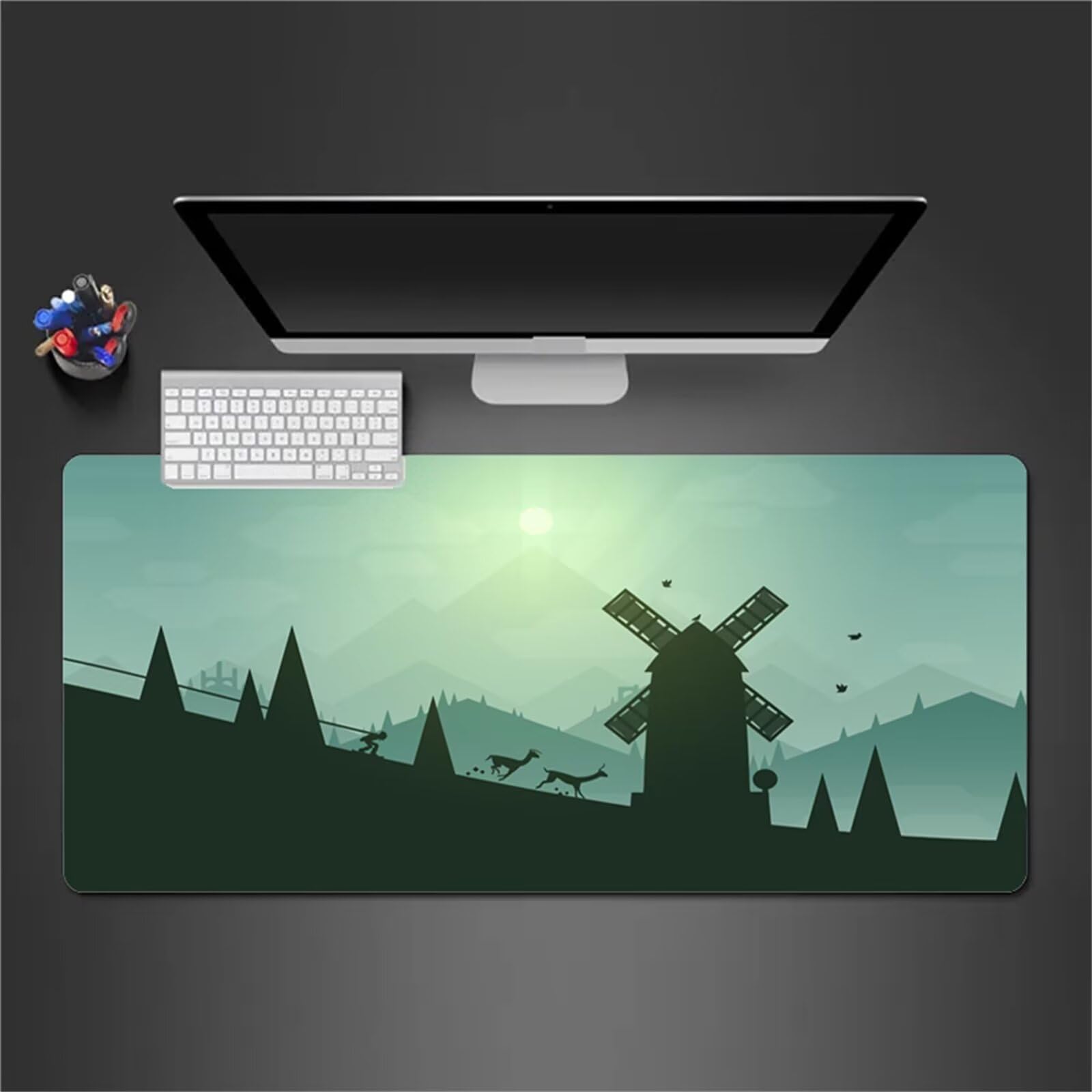 Alfombrilla Raton Gaming XXL 1200x600x2cm Alfombrilla de Ratón Grande Alfombrilla Gaming de Escritorio con Base Antideslizante para Gamers PC y Portátil (Paisaje)