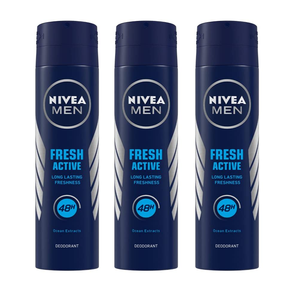 NIVEA Men's 48 Hour Fresh Active Deodorant, 150ml (Pack of 3)