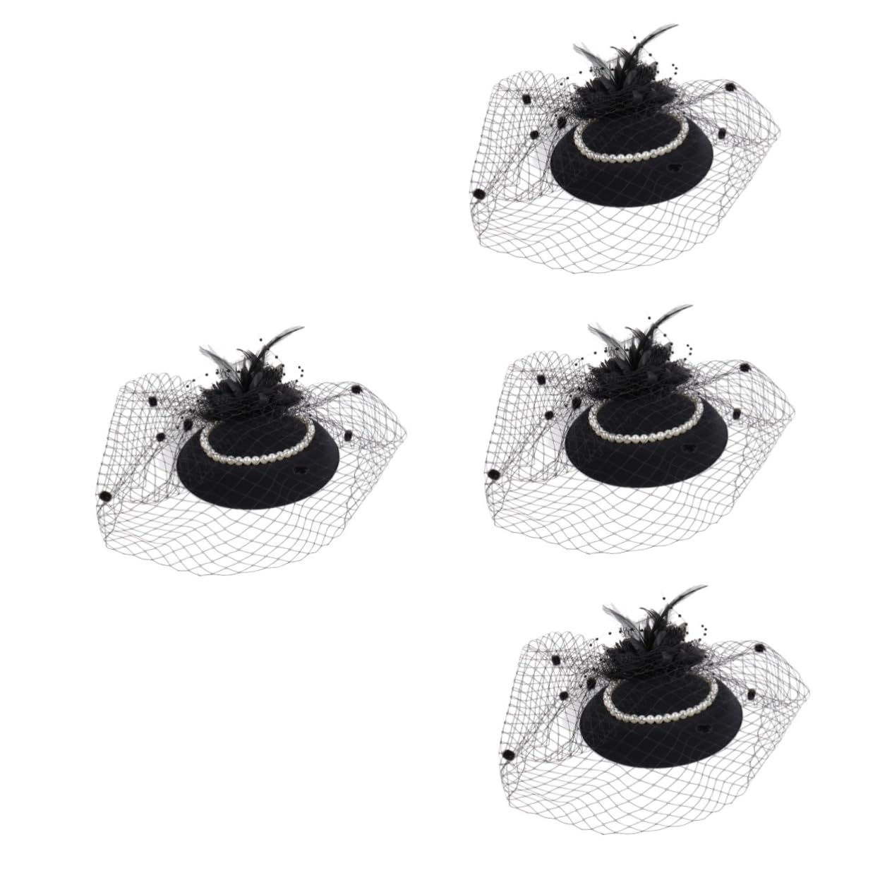 Abaodam 4pezzi Fascinator da Sposa Pizzo e Perle con Piume Accessorio Elegante per Matrimoni Feste e Cerimonie Cerchietto per Party e Cosplay per Eventi Speciali