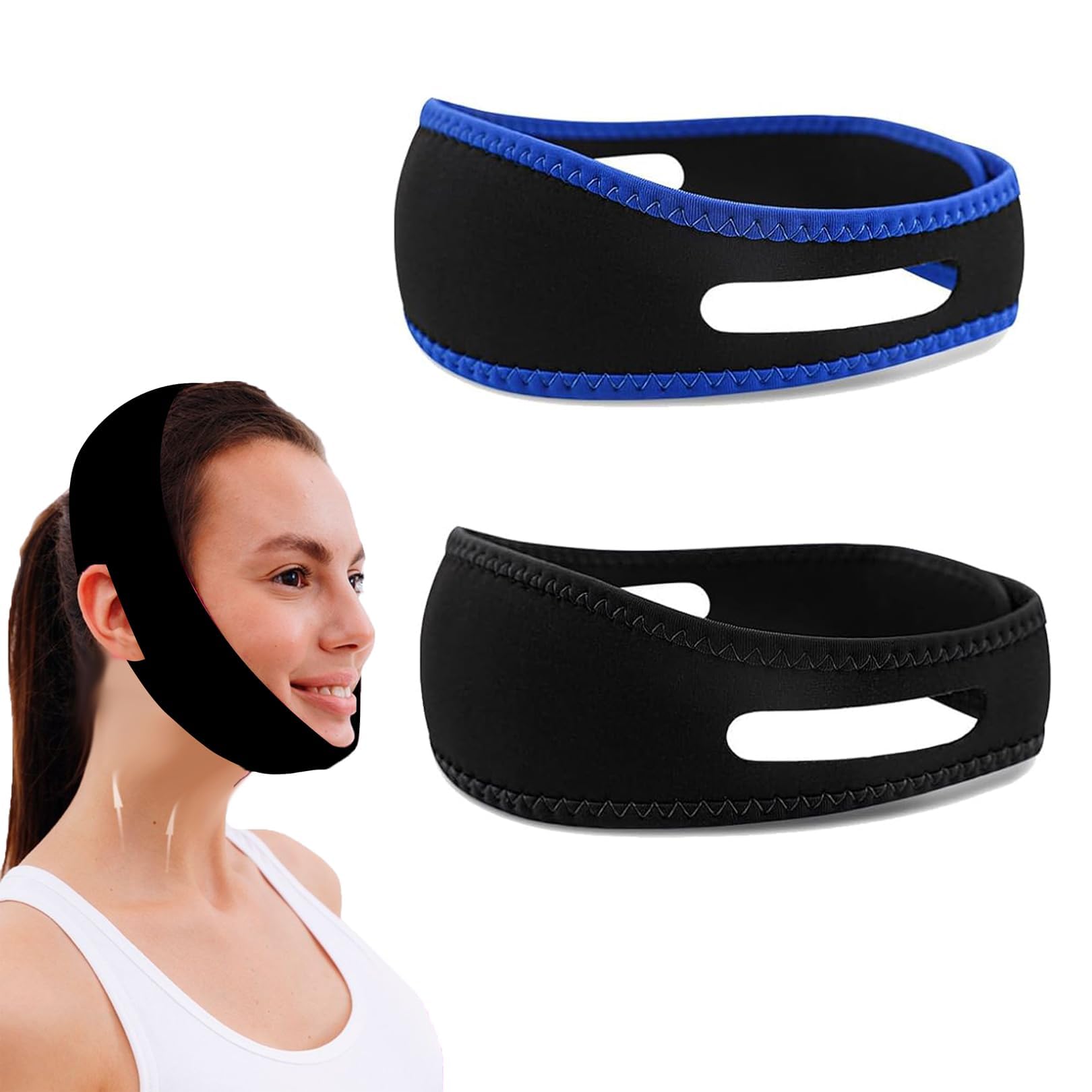 2 PCS Anti Snoring Chin Strap, Anti Snoring Devices, Snoring Solution Adjustable and Breathable Sleep Aids for Men Women Snoring Mouth Breather Mouth Closed While Sleeping