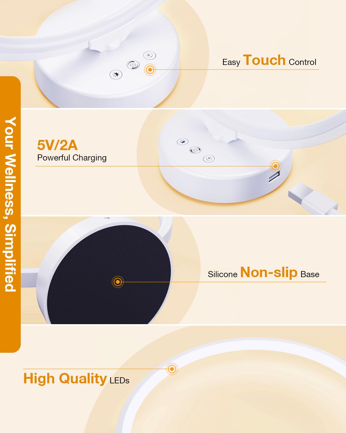 Lámpara solar de terapia de luz de 10000 lux, sin rayos UV con control remoto, 3 temperaturas de color, 4 niveles de brillo y temporizador, luz solar de temporada para el hogar, la oficina