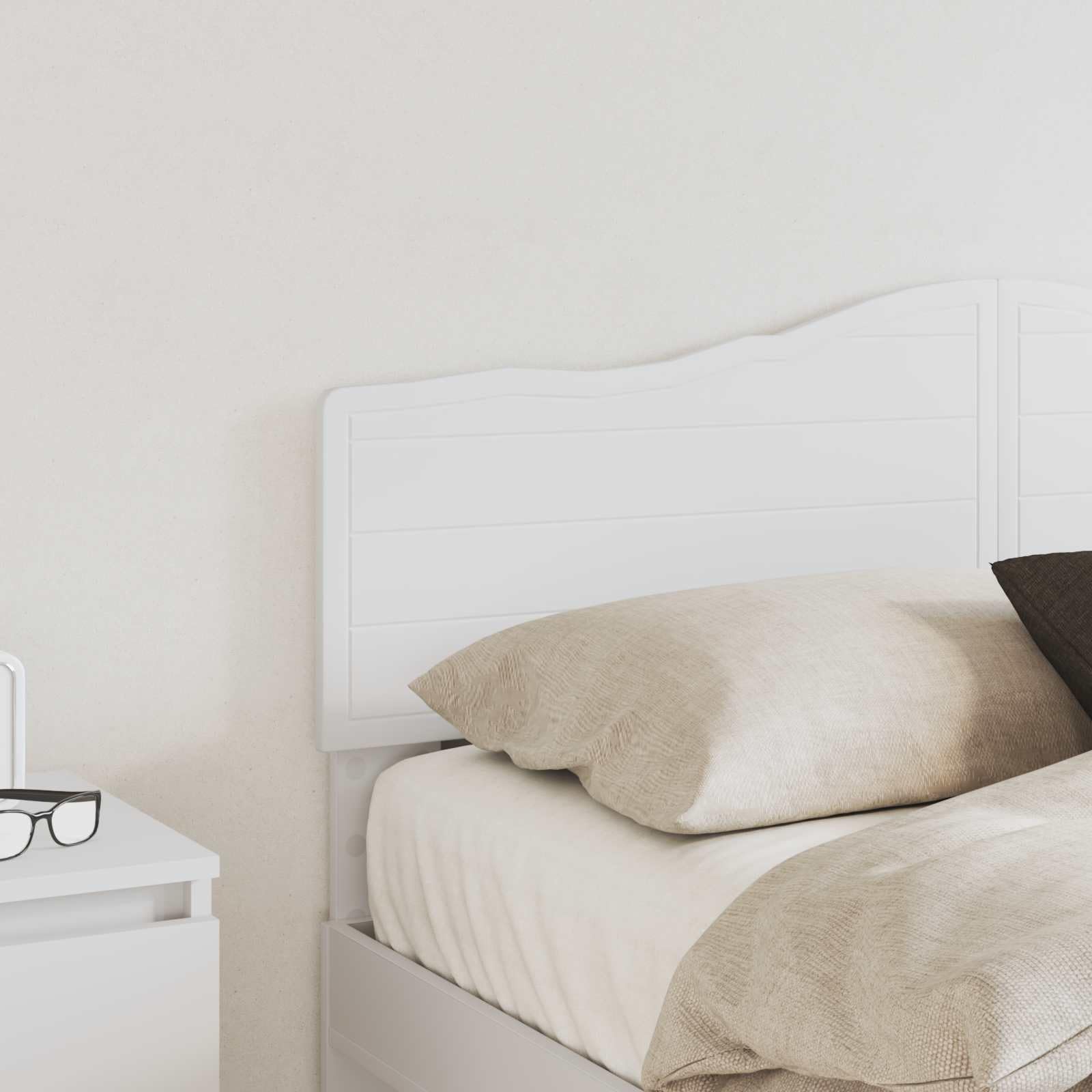 Cabecero blanco de madera de 163 x 90 cm moderno cabecero de cama para dormitorio con fácil montaje y acabado de fácil cuidado con accesorios a juego para marco de cama y montaje en pared