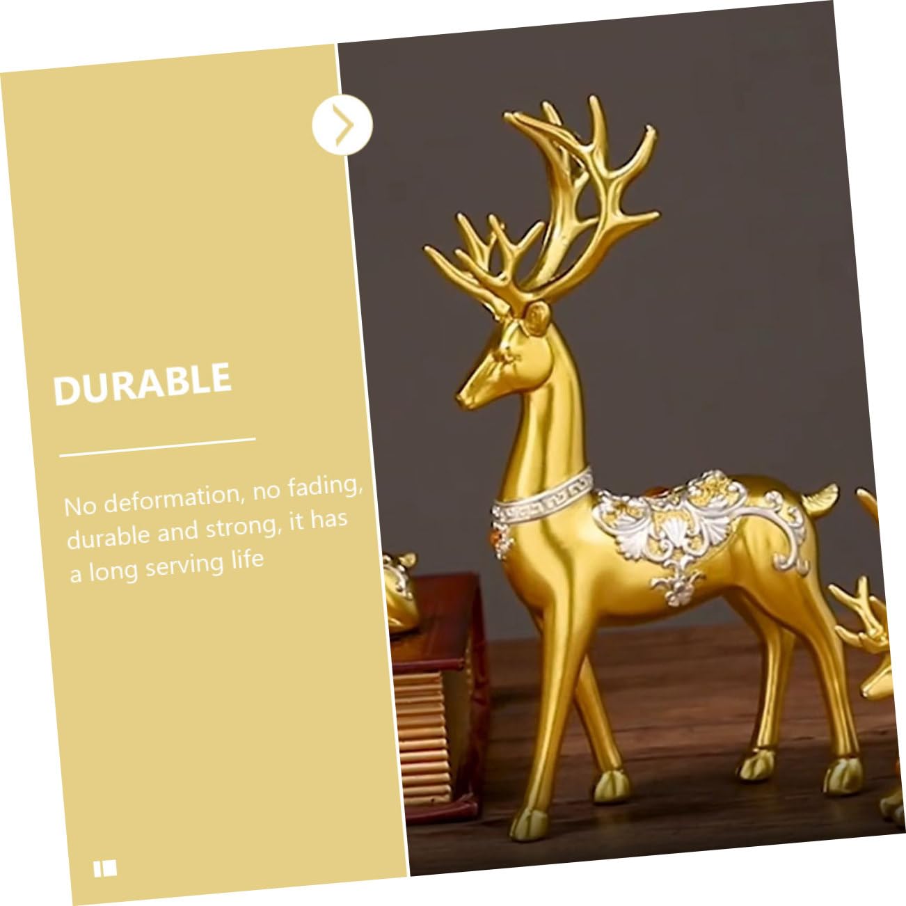 Amosfun Weihnachtsdeko Elch Satz aus Kunstharz in Gold Realistische und Langlebige Dekofigur für Innen und Außenbereiche Wie Höfe und Wohnzimmer