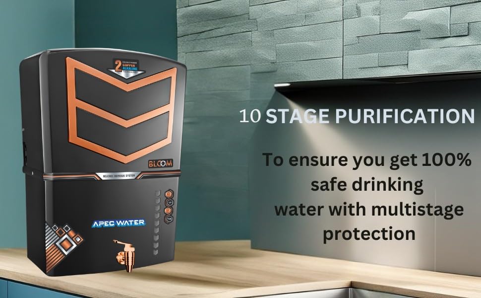 Image of Apec Water 4x Technology with Alkaline Purification, 10 Stage RO Water Purifier with UV, UF, TDS Adjuster and 12 Liter Storage Tank, Best for Home and Offices Black 12L