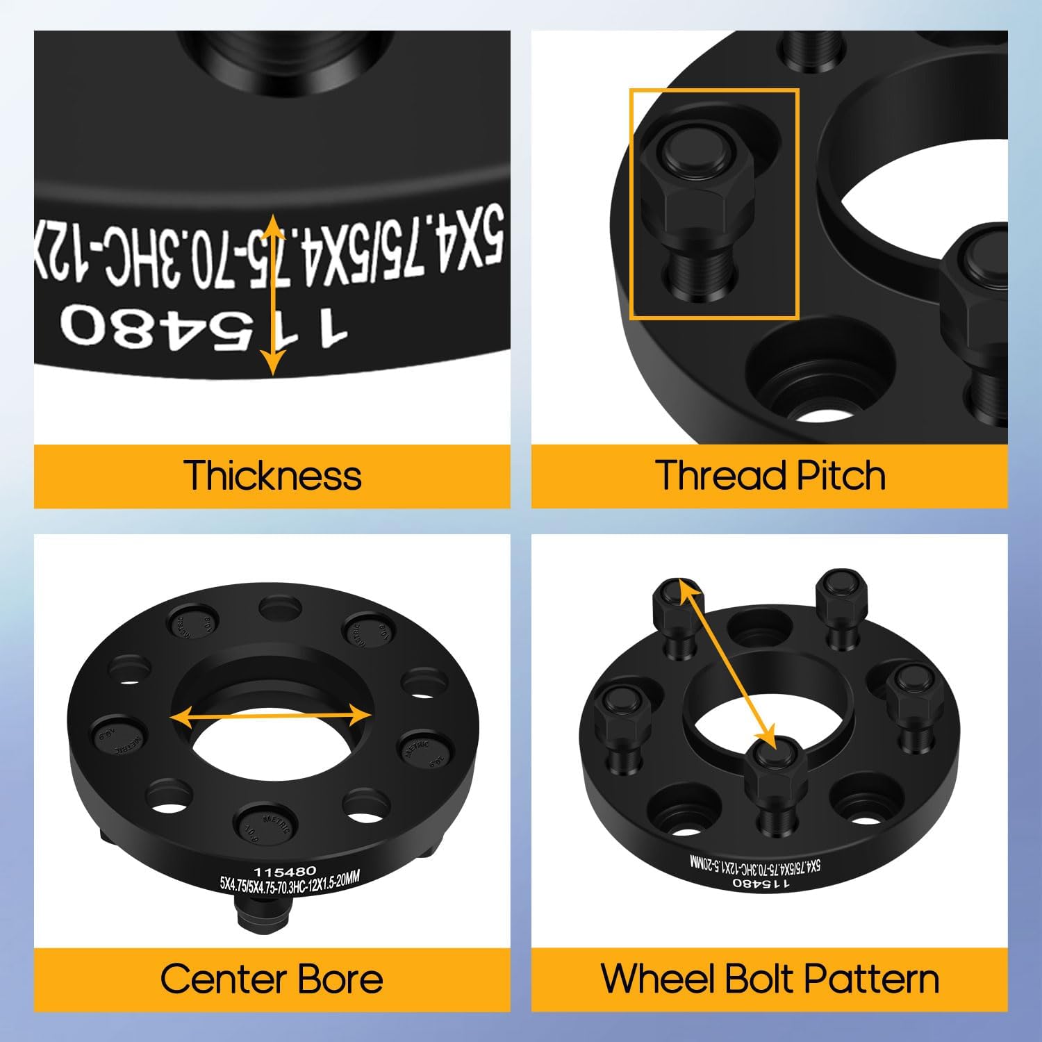 OCPTY 4 pcs 20mm 5x4.75 5x4.75 Wheel Spacers 5LUG with 12x1.5 Studs 70.3CB fits for 1987-2005 for Blazer 1983-1994 for S10 Blazer Wheel Spacers 4PCS
