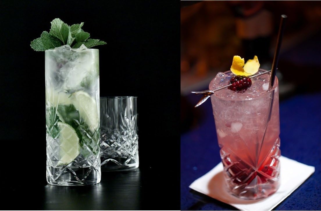 New Deal Set of 6 CRYSTAL HIGHBALL Durable Drinking glasses Limited Edition Glassware Drinkware Cups/coolers (11oz)