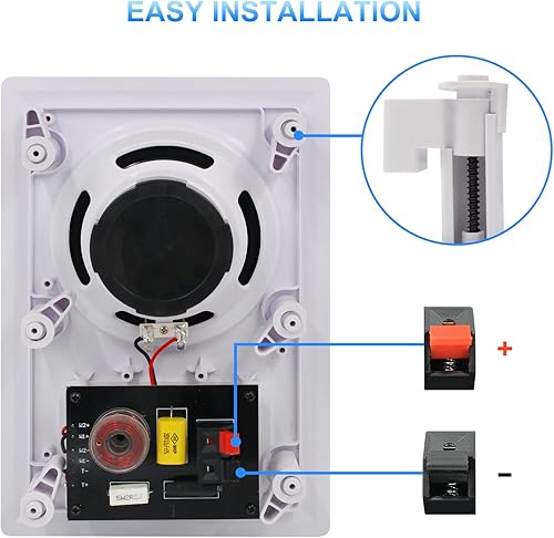 Miniatura 4 de Herdio Altavoces de techo de pared de 5.25 pulgadas, 400 W, 2 vías, perfectos para colocación en interiores y exteriores, baño, cocina, porches