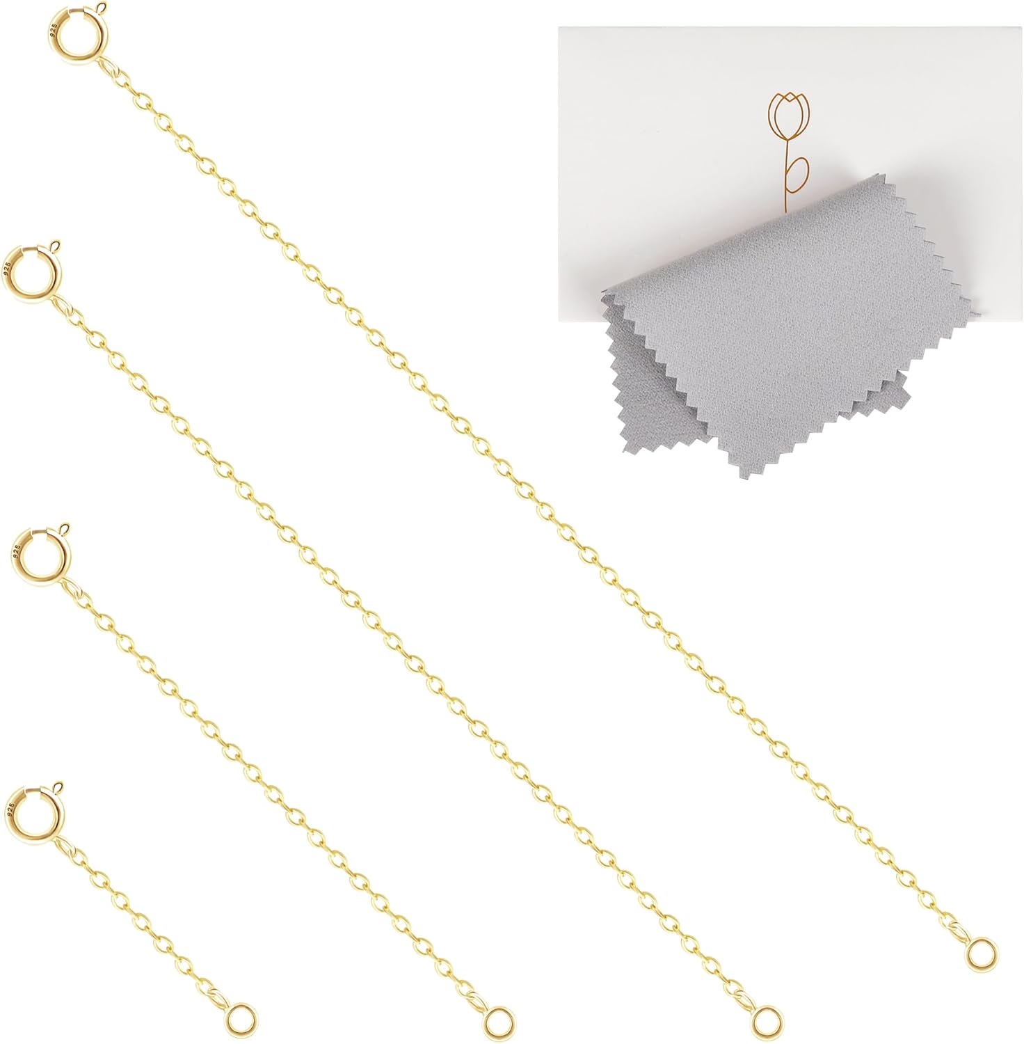 Necklace Extender 925 Sterling Silver Hypoallergenic Chain Extender with Jewelry Clasps, Necklace Bracelet Anklet Extension for Women