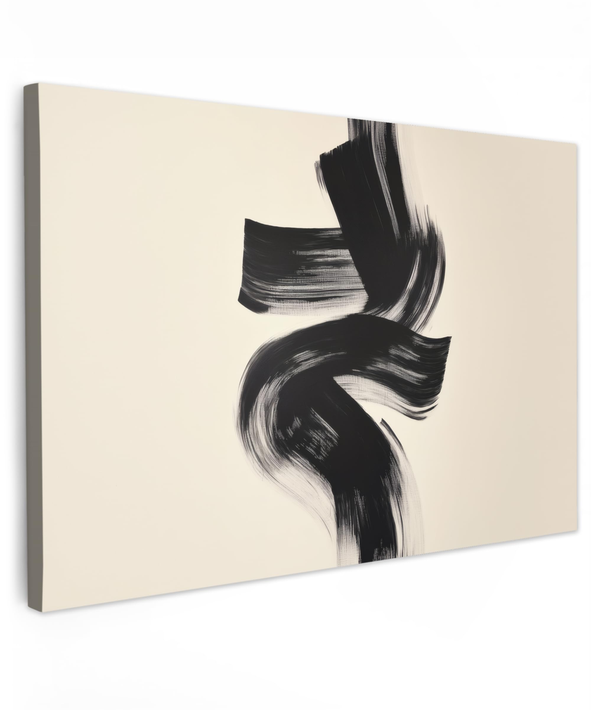 MuchoWow© Canvas Wall Art 35"x24" / 90x60 cm Decor Paintings Prints framed on Canvas Decorations Wallart Stripes - Black - Abstract