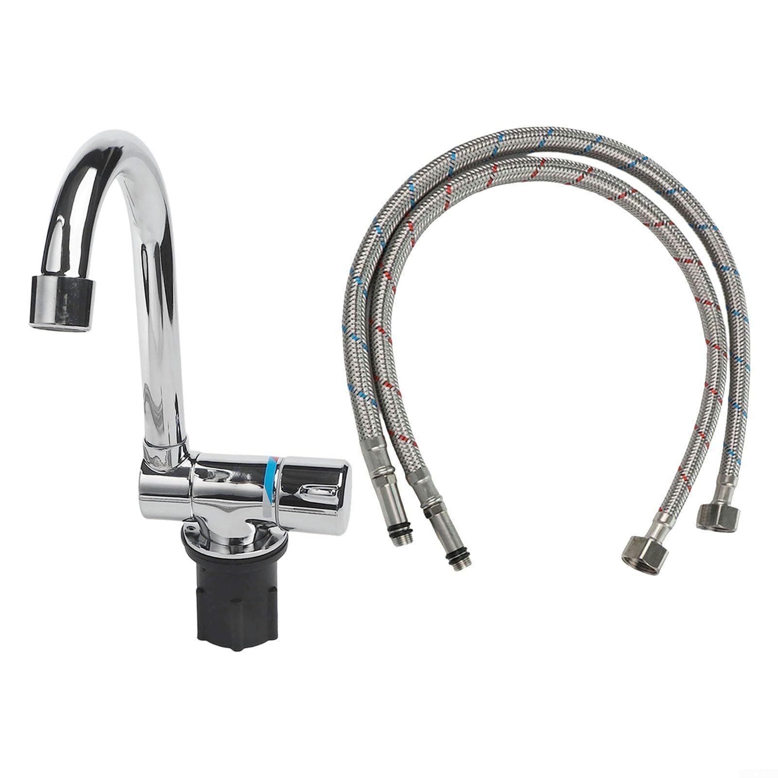 Grifo plegable de cobre chapado en cromo con grifo mezclador giratorio de 360 grados para barra de yate y autocaravana