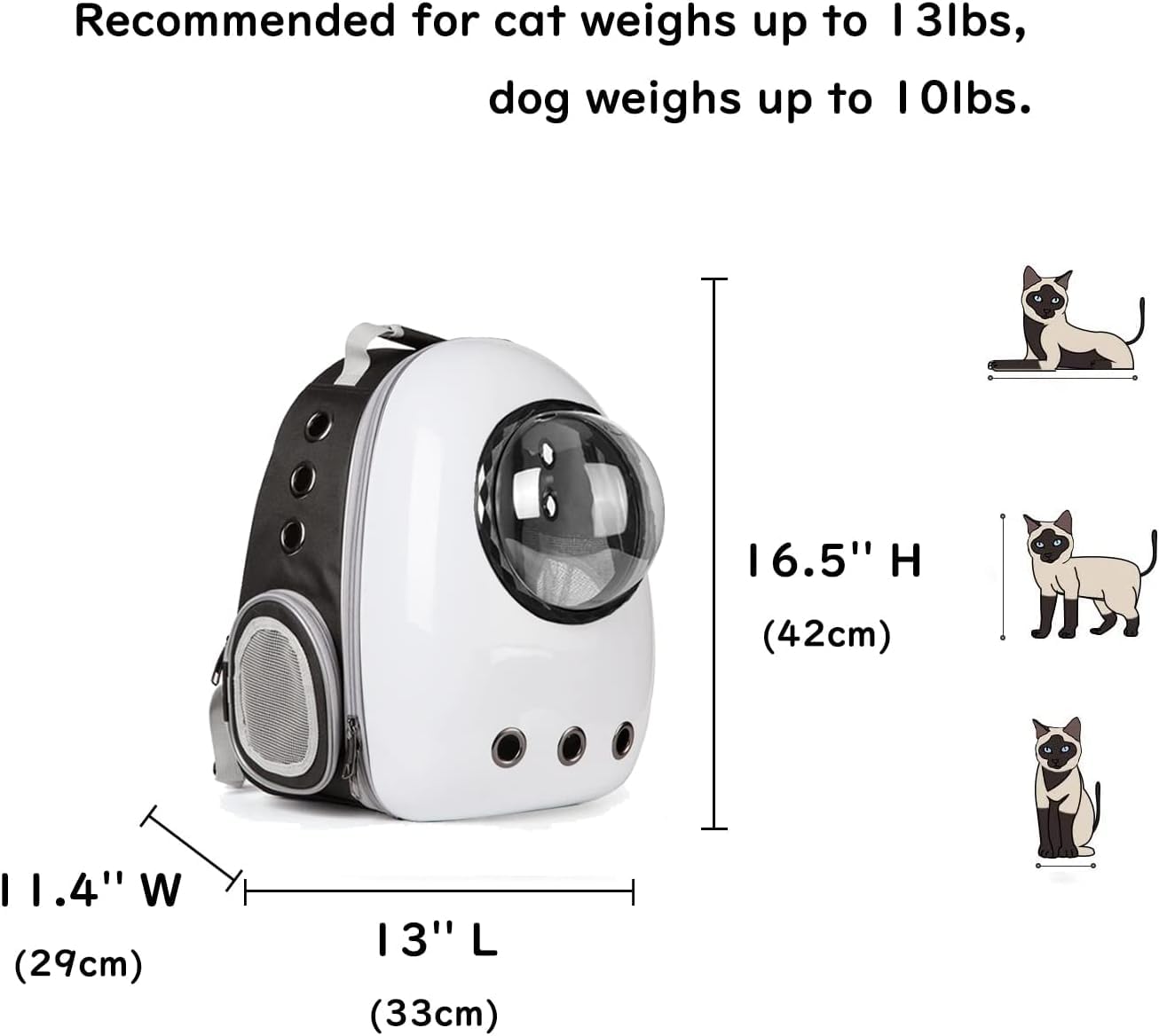 Katzen-Rucksack, Tragetasche, mittelgroße Haustier-Tragetasche für Hundetragetasche, Harter Blasenrucksack, erweiterbar, Reise, Wandern, Rucksack, Welpen, Kuppel