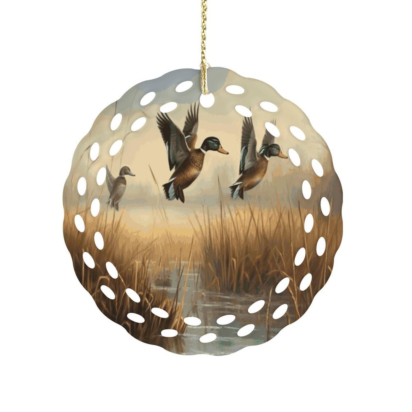 Btcowzrv Style Hunting Flying Wild Ceramic Ornament,Round Ornaments With Hole Easy To Hang,Hanging Ornament For Wedding Party Home Window Garden Christmas Day Decor