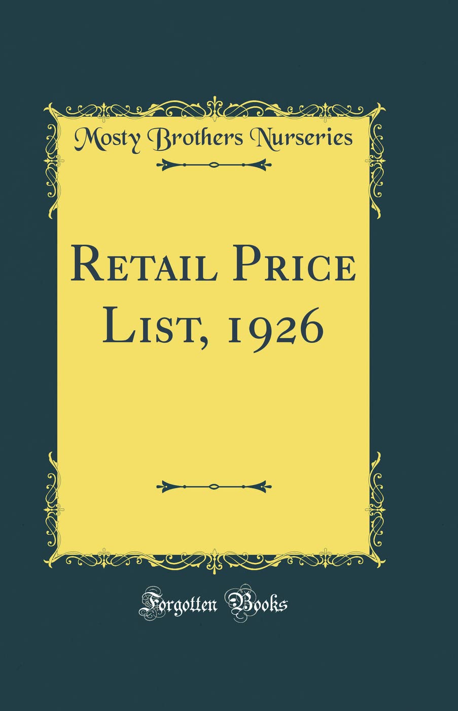 Retail Price List, 1926 (Classic Reprint)