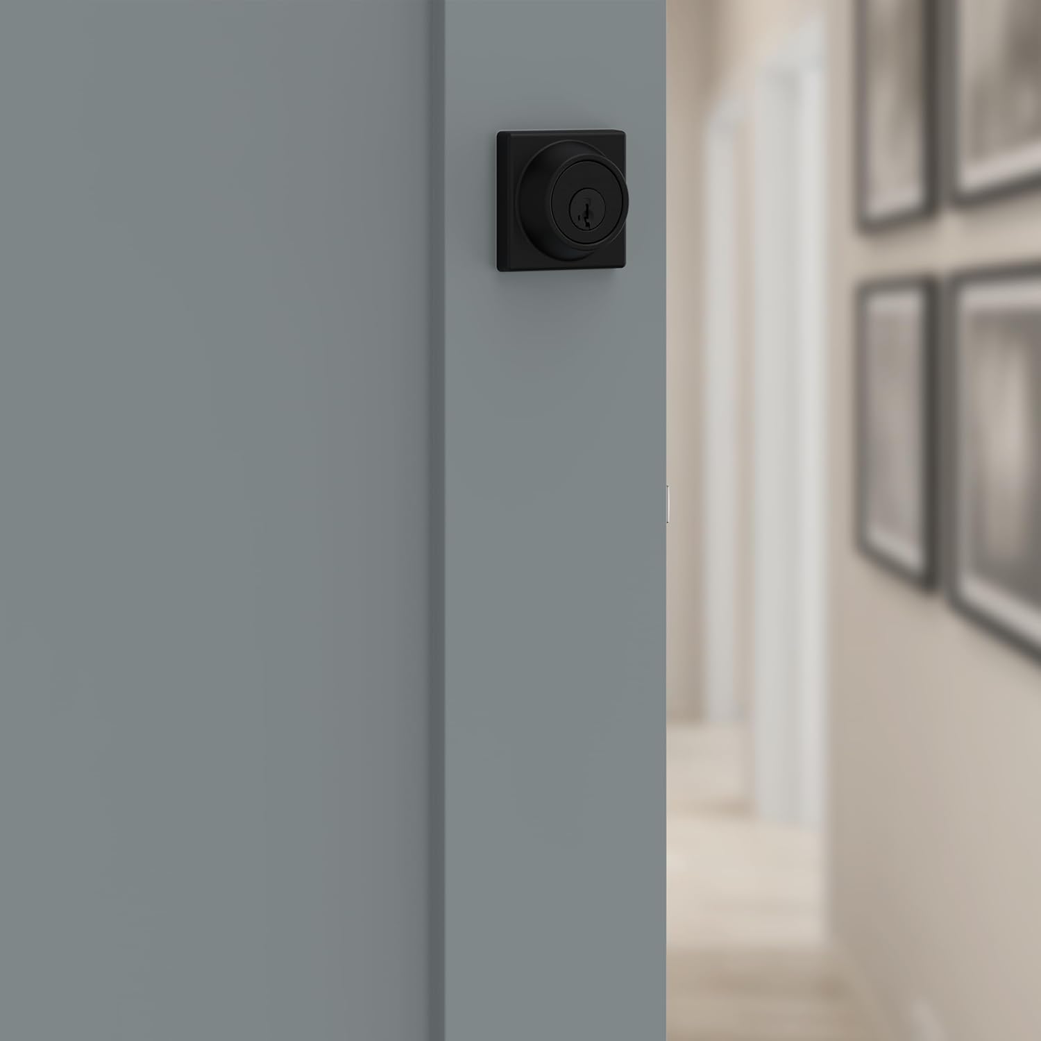 kwikset 660 deadbolt lock, matte black square exterior keyed front entry door, pick resistant smartkey rekey security, single cylinder dead bolt matte black square new latch