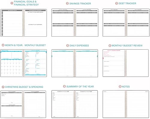 Miniatura 6 de Planificador de presupuesto libro de presupuesto mensual de 8 x 9.5 pulgadas con cuaderno de seguimiento de gastos, libro de presupuestos 2023-2024