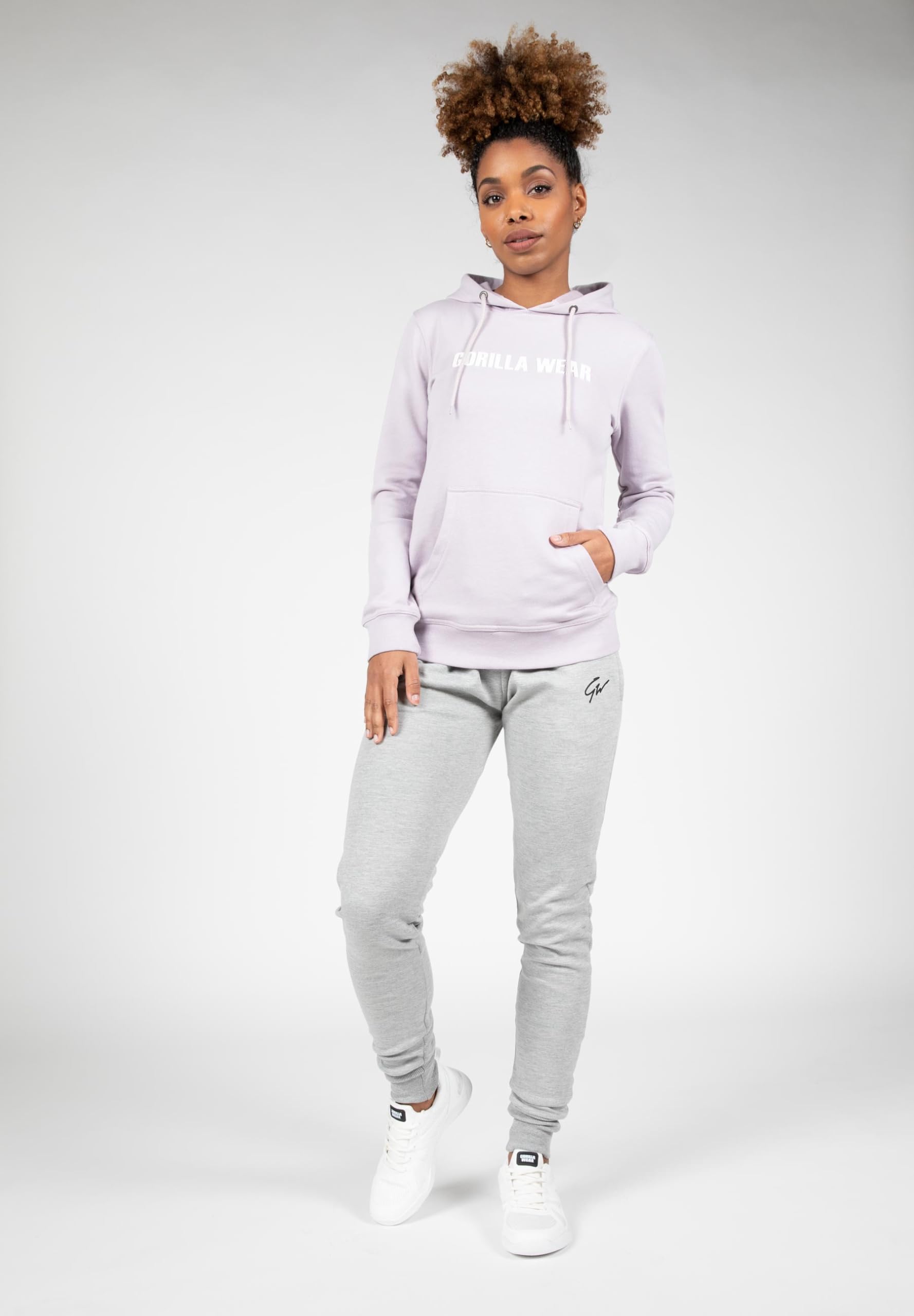 Gorilla Wear - Bluza z kapturem Charlotte – liliowa – bodybuilding sport czas wolny na co dzień, wygodna z nadrukiem logo z bawełny i poliestru optymalna swoboda ruchów