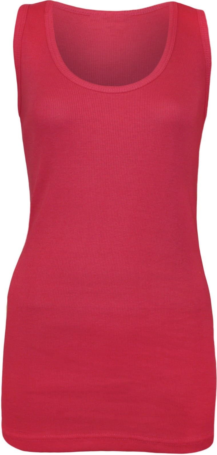 NEW WOMENS LADIES SLEEVELESS RIB PLUS SIZE CAMI VEST LONG STRETCH TEE TOP 16 24