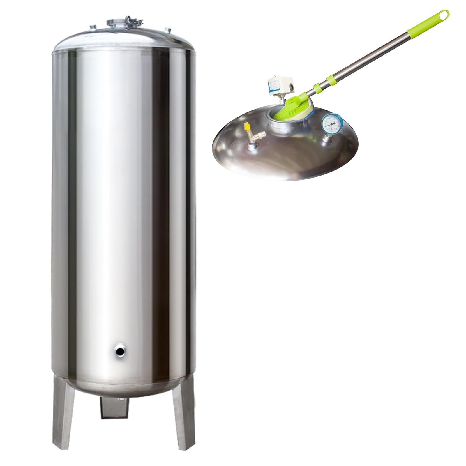 Réservoir d'eau Vertical Haute Pression en Acier Inoxydable 304, Grande capacité de 250 L (66 Gal), surpresseur de puits Lavable avec kit de Montage pour surpression d'eau de puits et de Rob