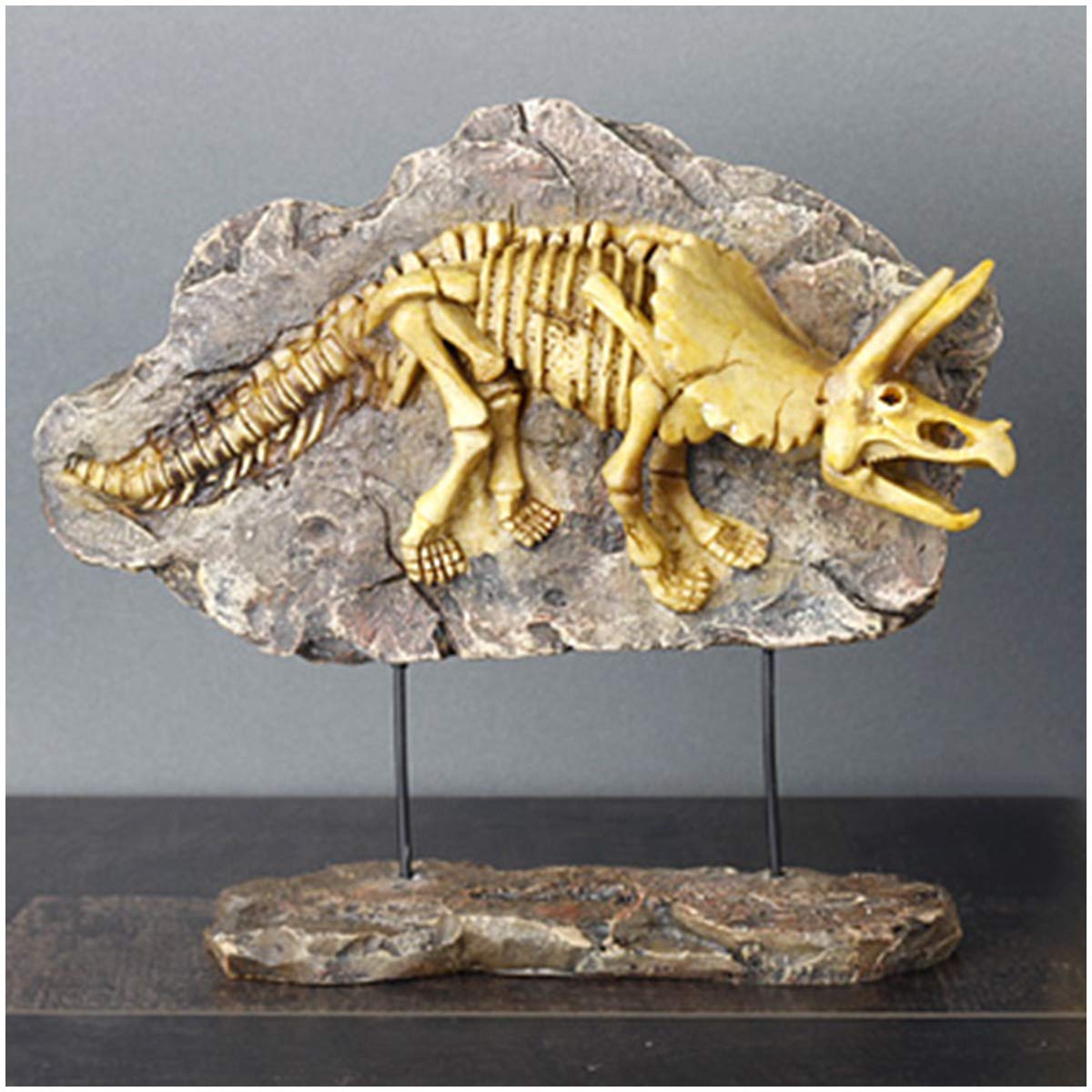 sjdoPulse Jurassic Dinosaur Statue Dinosaur Resin Model Dinosaur Skeleton Animal Model - Simulated Skeleton Resin Fossil Specimen Model - Resin Crafts Personality Decoration (Triceratops)