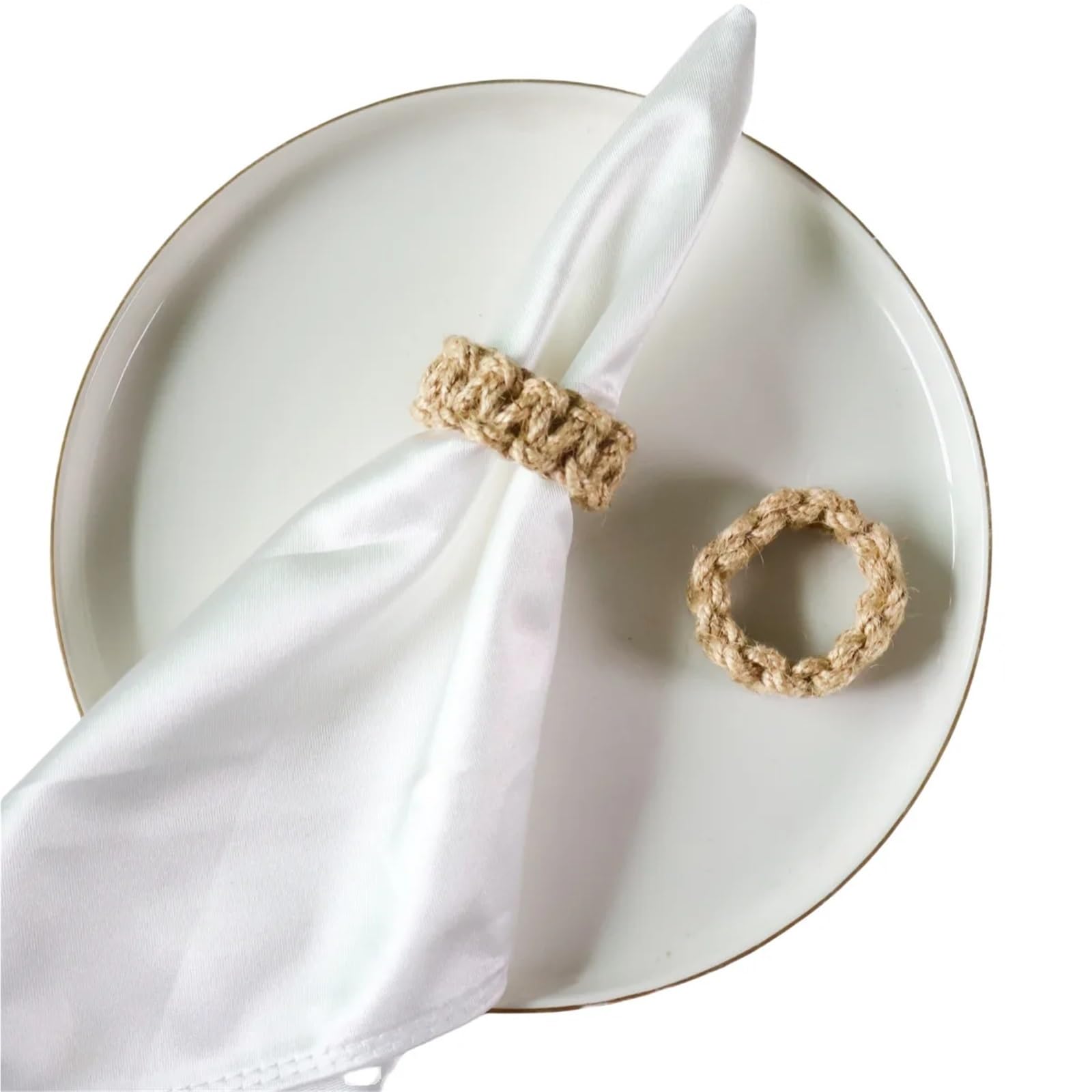 Table Decor Napkin Rings, Napkin Rings 48Pcs Burlap Fall Farmhouse For Thanksgiving Christmas Wedding Party