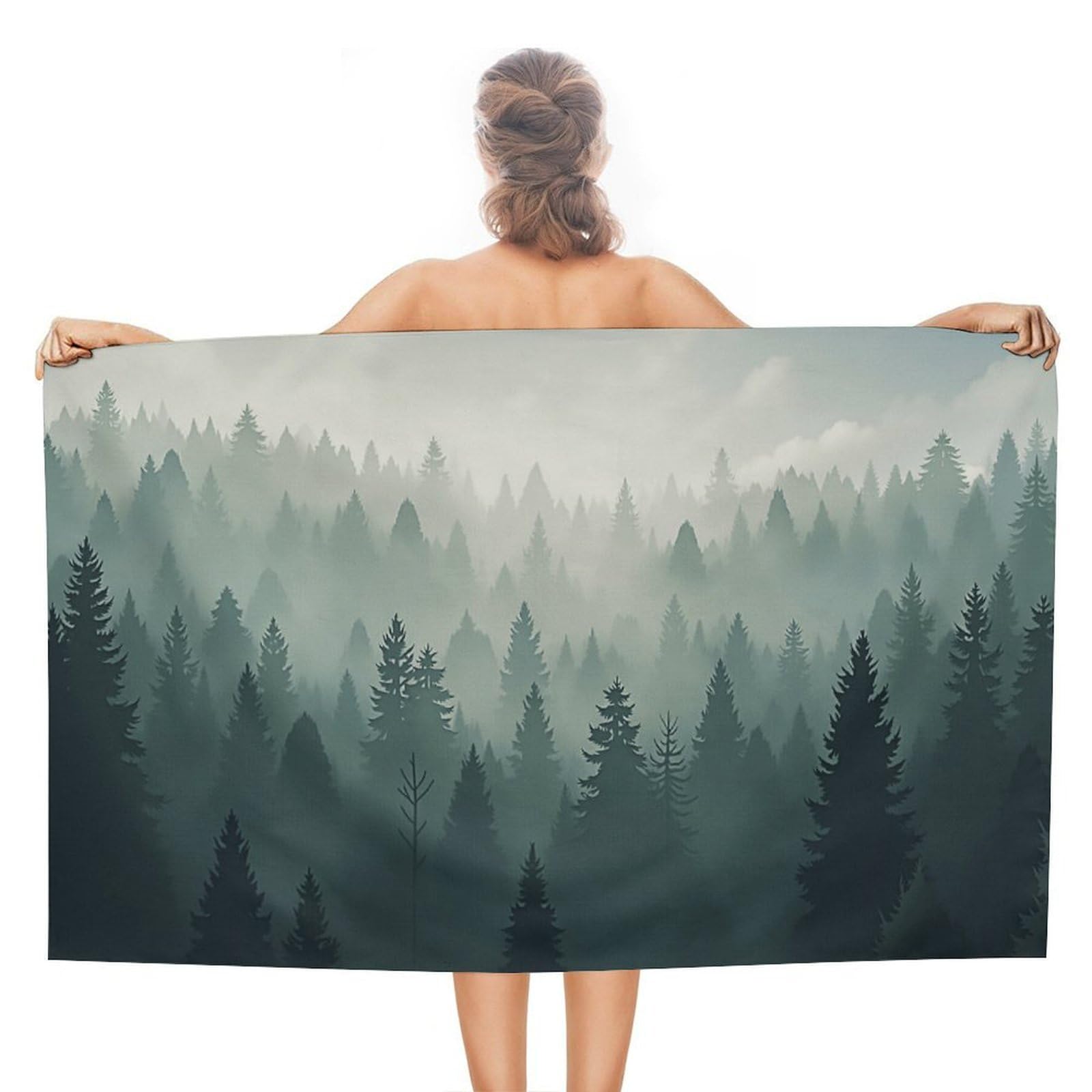 Anceky Misty Beach Towel Microfiber Soft Absorbent Oversized Large Bath Towel Blanket Thin Quick Dry for Adults Swimming Pool Yoga Gym Travel 51"X31"