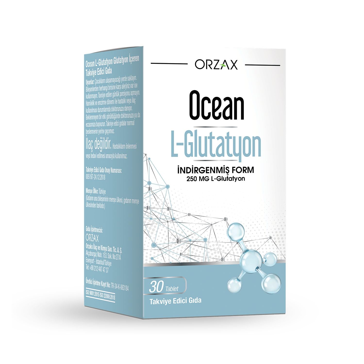 Ocean L-Glutatyon 250 mg 30 Tablet Takviye Edici Gıda