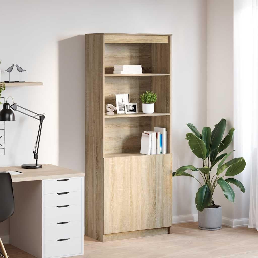 Aparador de madera de roble Sonoma, 70 x 35 x 180 cm, para salón, pasillo, cocina