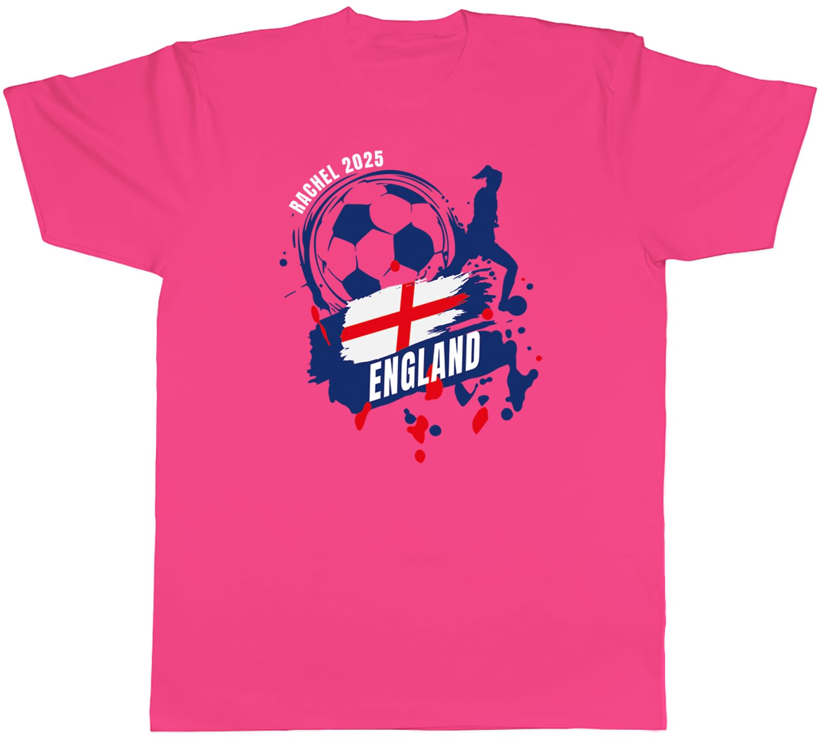 Shopagift Personalised England Football Supporter Fan 2025 Mens T-Shirt Tee Pink