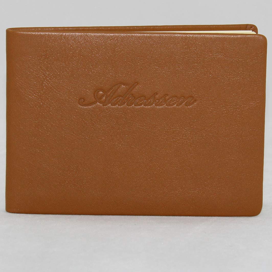 Carnet d'adresses en cuir cognac