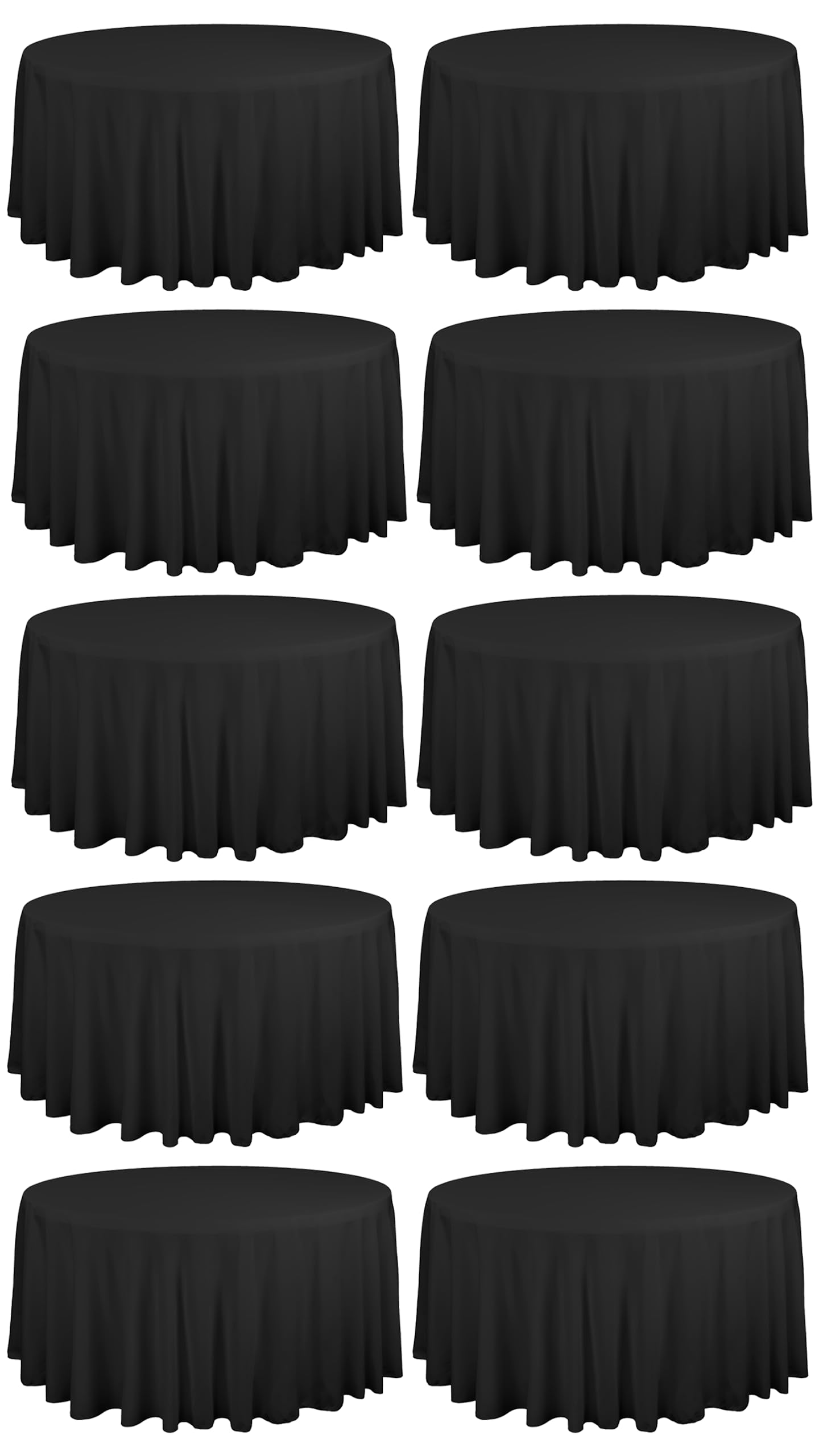 HASJOIN 10 Pack Black Tablecloths for Round Tables 120 Inch Tablecloth Round Table Cloths Polyester Tablecloths for Rectangle Tables Fabric Tablecloth Washable Tablecloth for Wedding Party