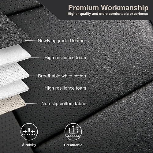 Image of GIANT PANDA Custom Fit Full Set Car Seat Covers for Ford Mustang Convertible 2015 2016 2017 2018 2019 2020 2021 2022 2023 2024 2025 2026, Faux Leather, Black