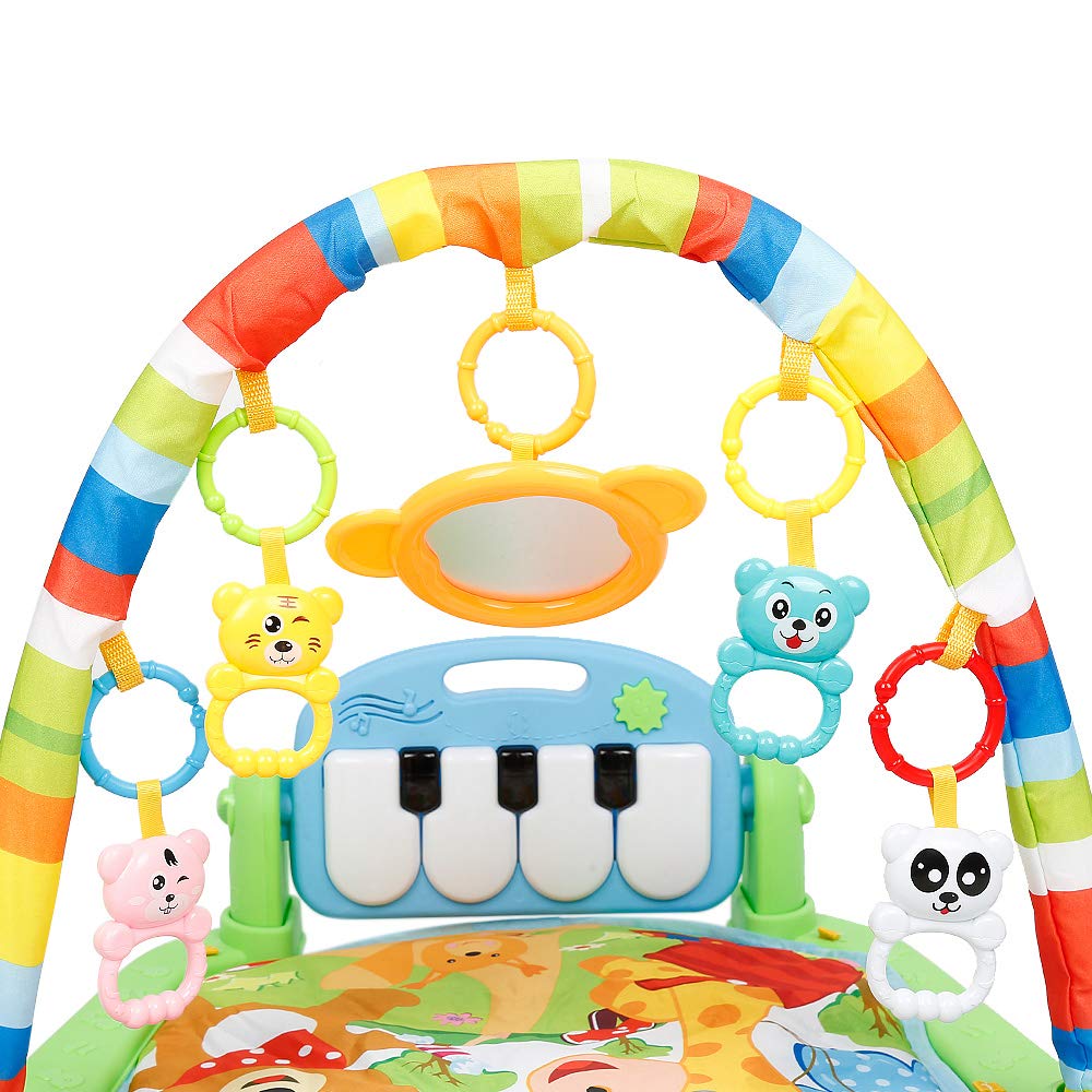 Tapis d'éveil Bébé avec Musique et Lumières, Jouets éducatifs pour 0-26 Mois, Salle de Gym Piano avec Jouets Suspendus