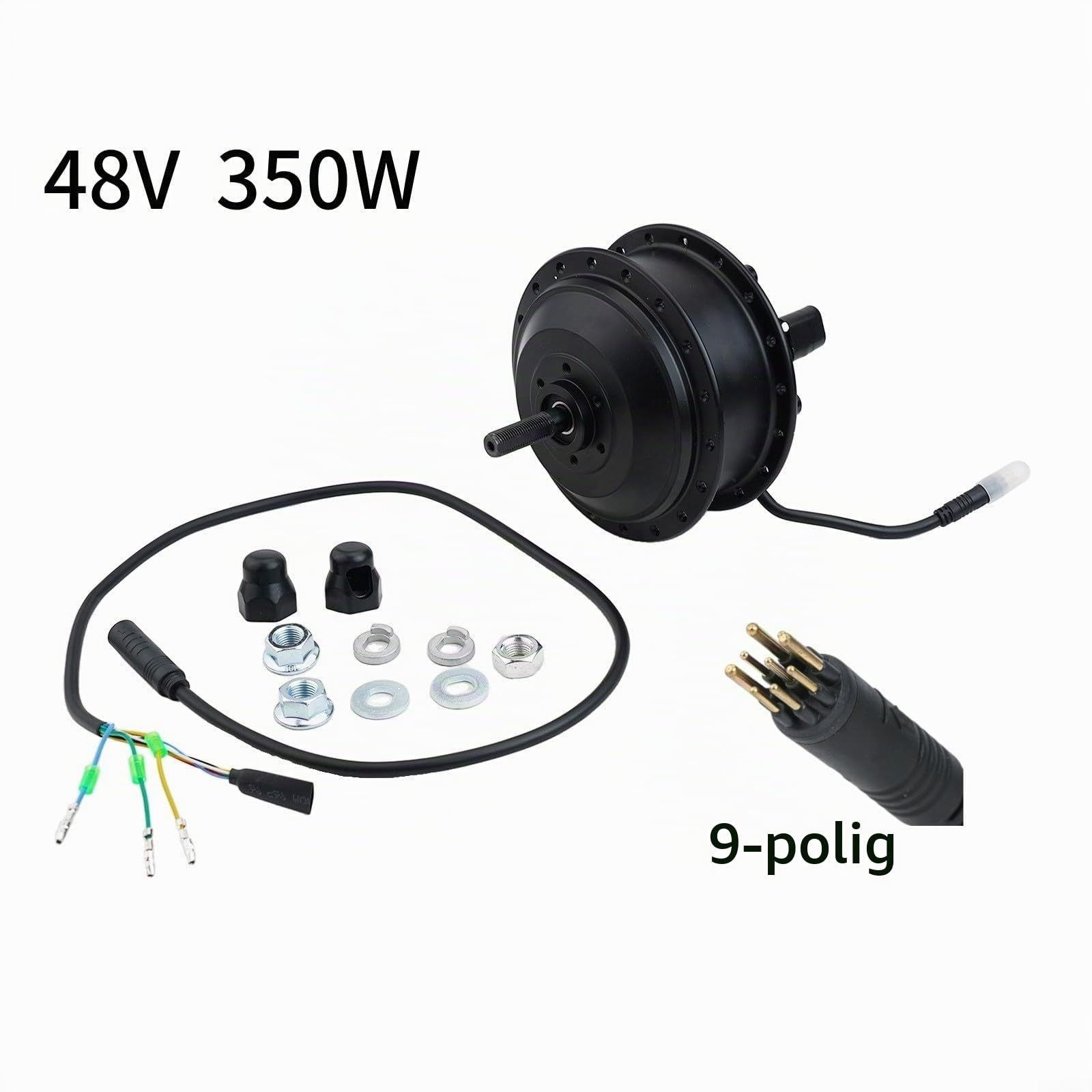 Eawfgtuw 36V 350W Elektrofahrrad-Hinterrad-Nabenmotor-Kit mit 9-poligem Kabel für E-Bike-Umbau 40-74 cm (16-29 Zoll) Räder Kompatibel (48V)