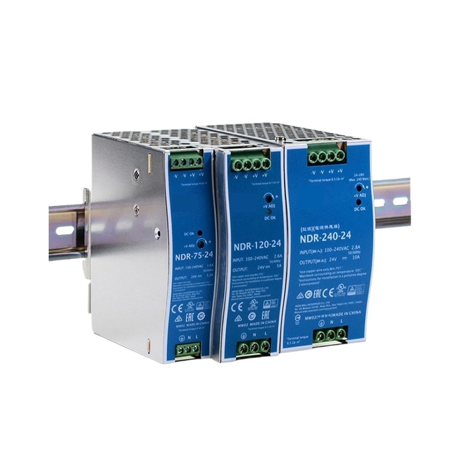 Alimentation à découpage sur Rail NDR-480 robuste avec boîtier métallique premium
