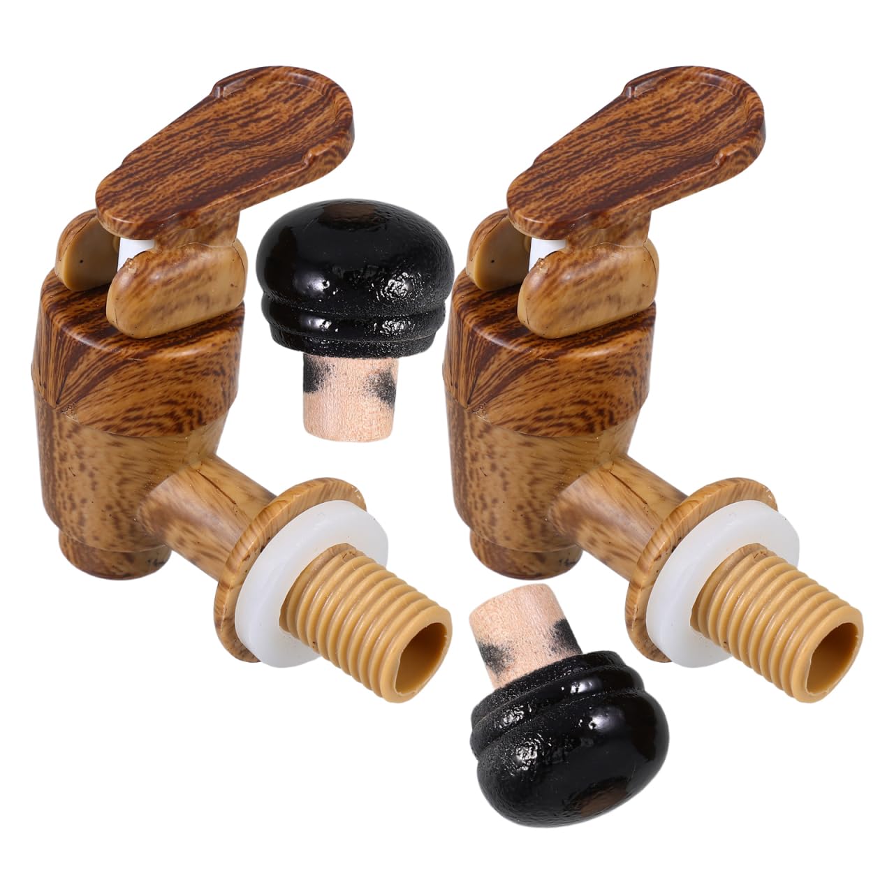 iplusmile Set di 2 rubinetti per fusti di birra in legno, plastica e rubinetti di ricambio per secchio di vino