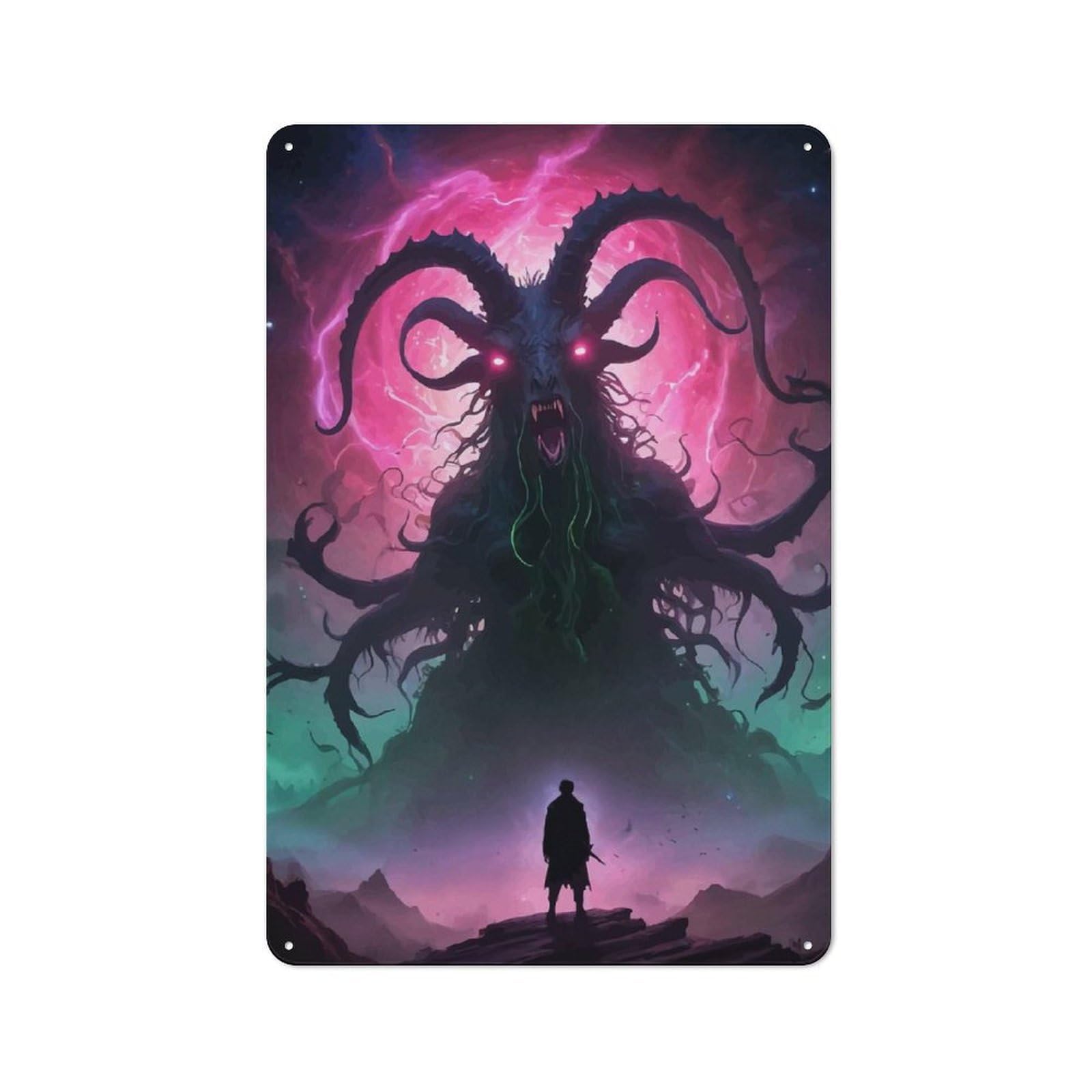 Junmoney Shub Niggurath Demonic Creature Art Retro Metal Wall Sign 30X20cm For Home Office Or Studio, Winter Wall Decor For Home Office Decor Fans