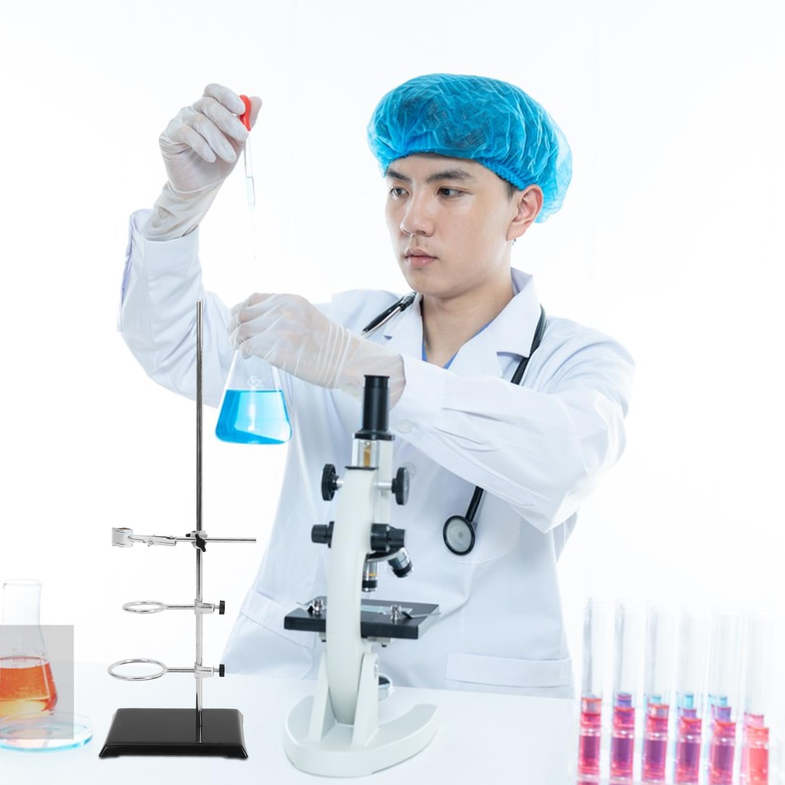 OUNONA Laborstativ Mit Klemme Aus Laborständer Für Experimente Stabiles Gestell Für Filtration Und Erhitzung Tragbarer Stativständer Für Chemie Und Physik