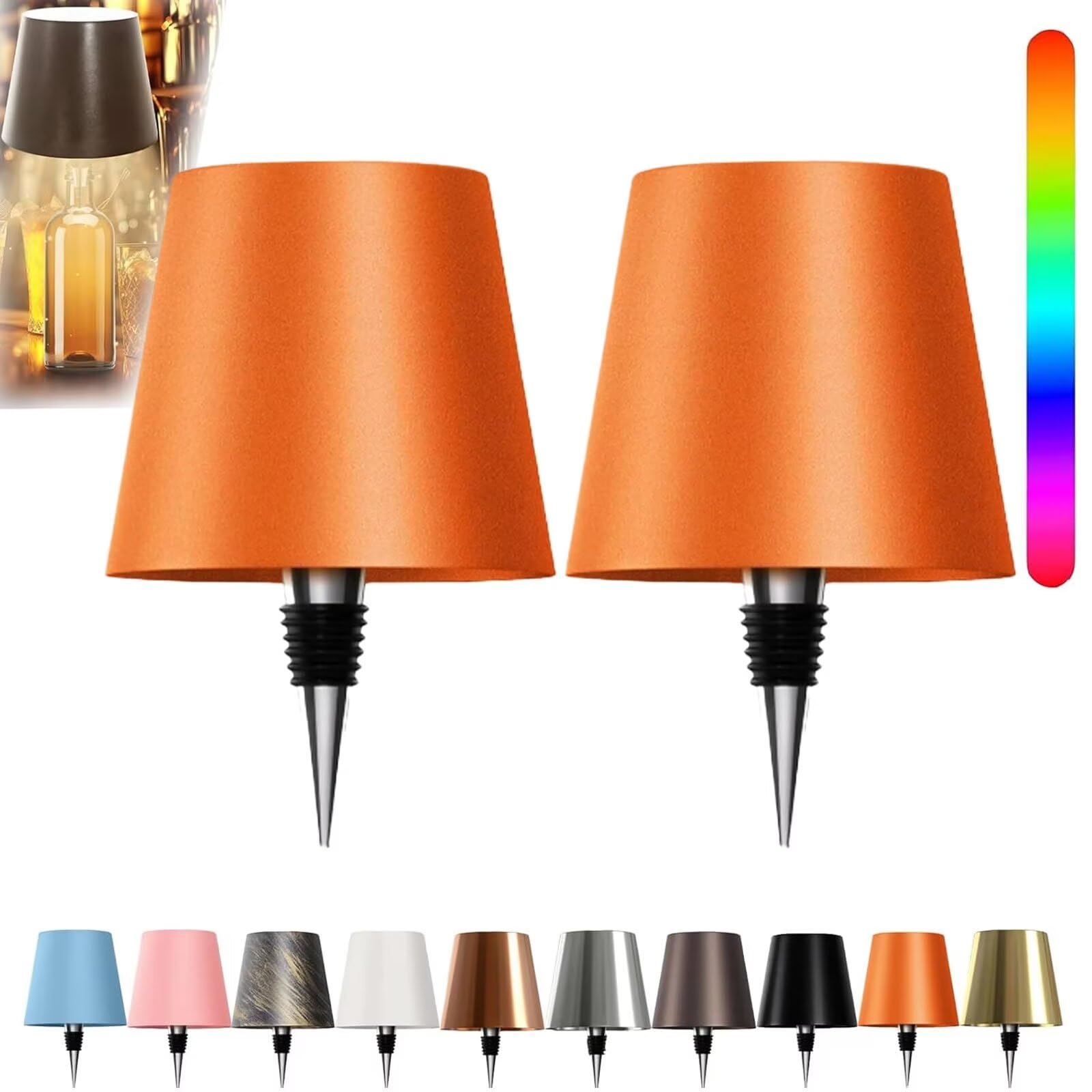 ARRITS Pridola Wireless Bottle Lamp, 2PCS Wine Bottle LED Light, Wireless Bottle Lampshade, RGB/3 Color Stepless Dimming Pridola Bottle Lights, Touch Cordless Bottles Table Lamp for Home Bar Decor