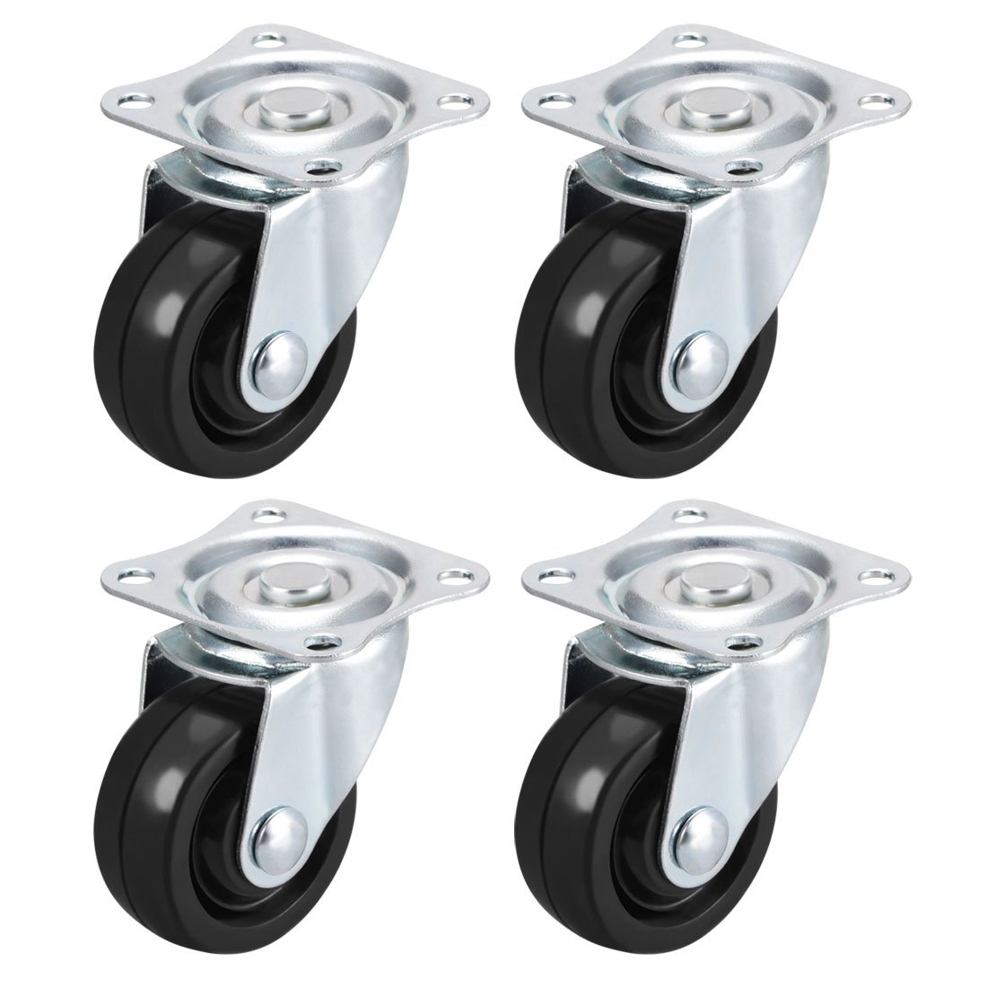 Roulettes pivotantes 3,8 cm avec frein uxcell en caoutchouc noir