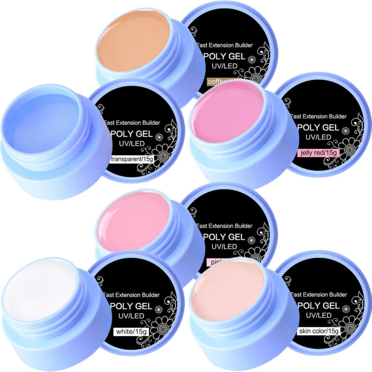 6 Cajas Gel para Realzar las Uñas Resina y Agua, Base Decorativa