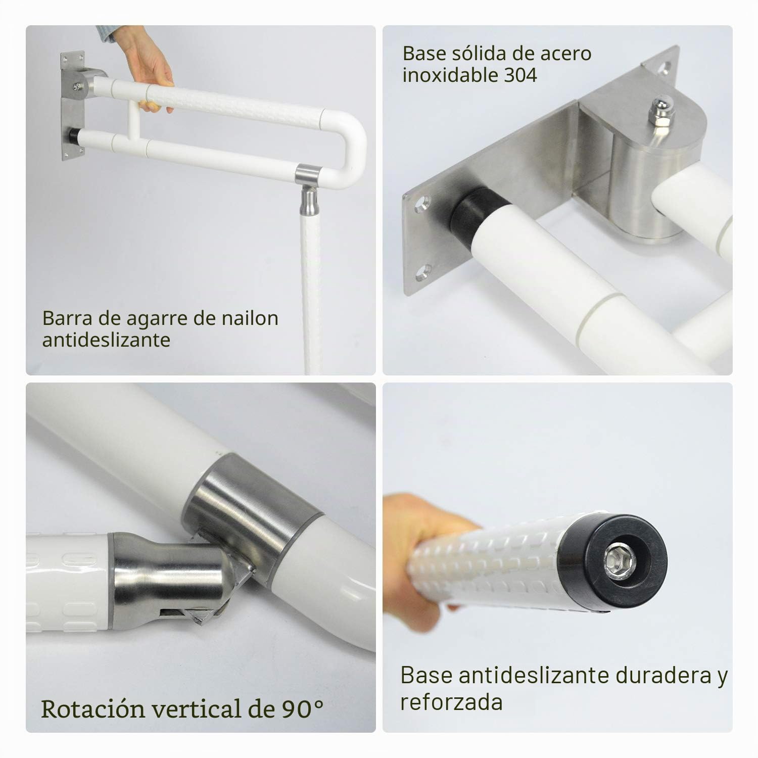 Barra de agarre plegable para inodoro, barandillas de seguridad para baño, soporte de inodoro montado en la pared, para ancianos, discapacitados, embarazadas, ayuda antideslizante para la ducha