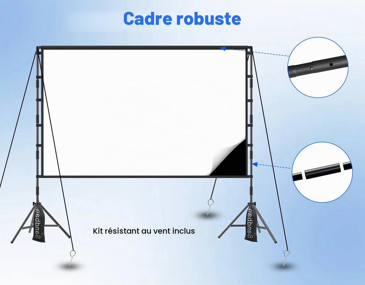 Projection Screen and Stand, Black lejiada Projector Screen with Stand, Foldable Portable Movie Screen with Carry Bag for Indoor Outdoor Home Theater, Backyard Cinema