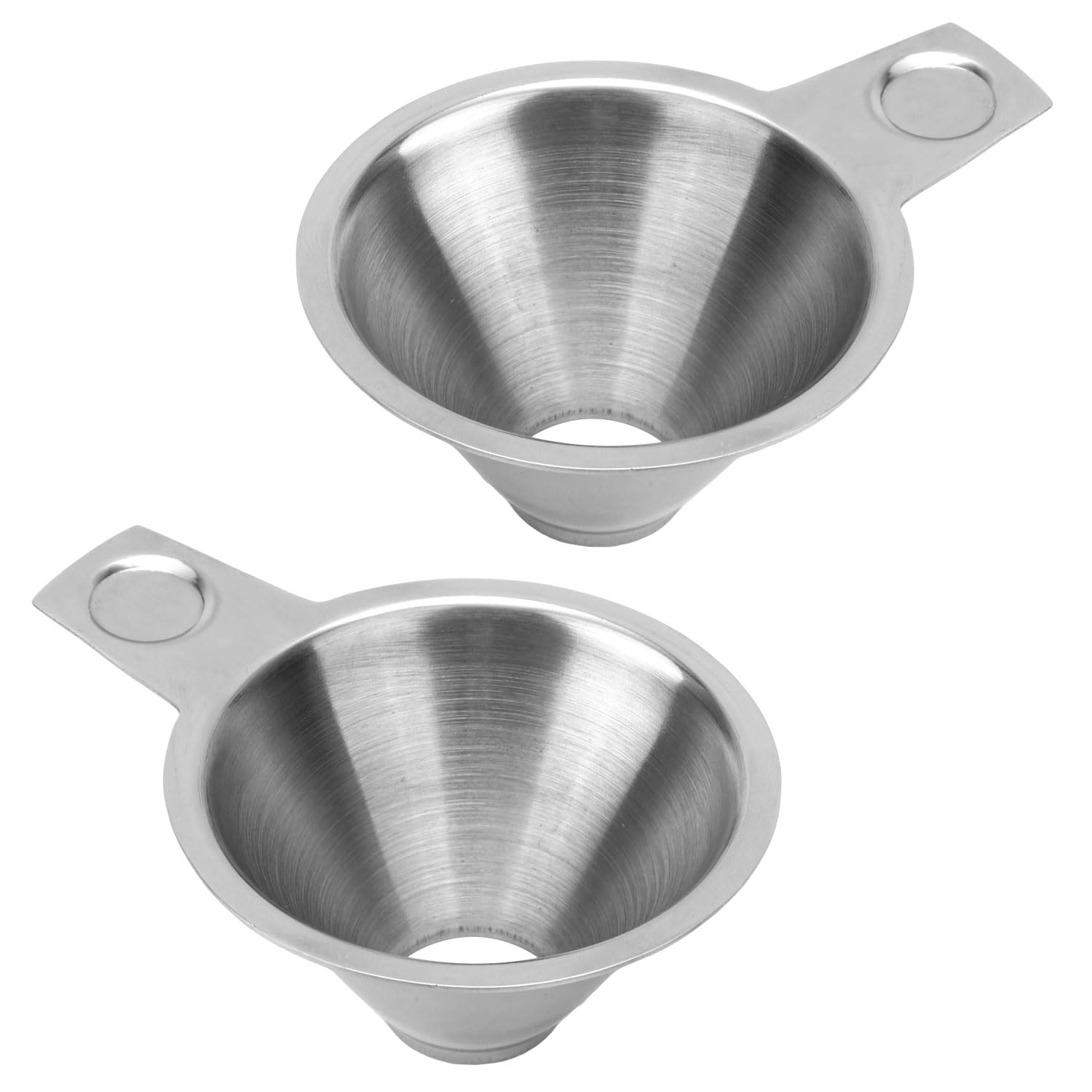 2pcs Funnels for Kitchen Use, 0.87 Inch Bottom Reusable Stainless Steel Funnel Spice Funnel Kitchen Funnels Spill-Free Metal for Salt Condiment Liquids Ingredients Oils