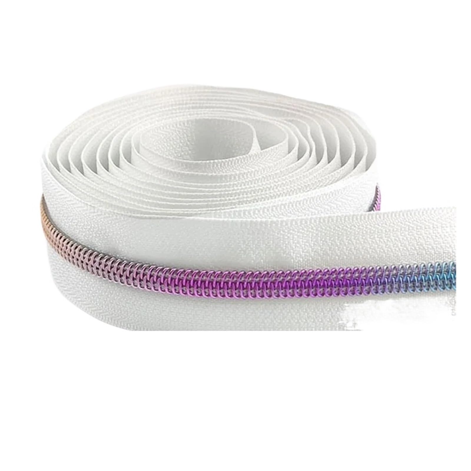 1pc 2/5/10 Metri 5# Nastri Con Cerniera In Nylon Di Plastica FAI DA TE Tessili Cappotto Chiusure Lampo for La Giacca Kit Riparazione Bagagli Accessori for Cucire(ZA438-BWhite,10Meters)