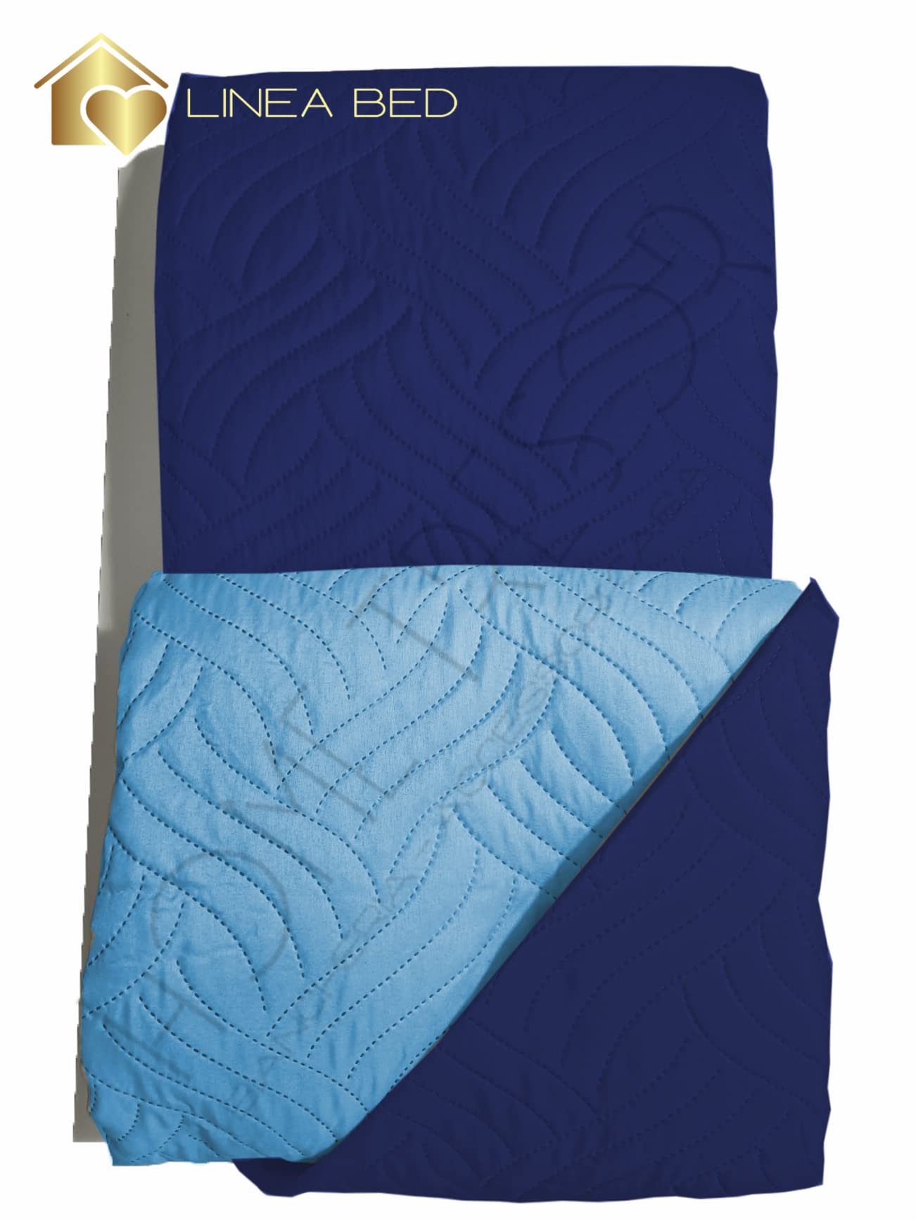 Home Tresor - Trapuntino Matrimoniale Copriletto Primaverile - Estivo Tinta Unita Double-Face in Morbida Microfibra | Copriletto Trapuntato Colore Blu/Azzurro