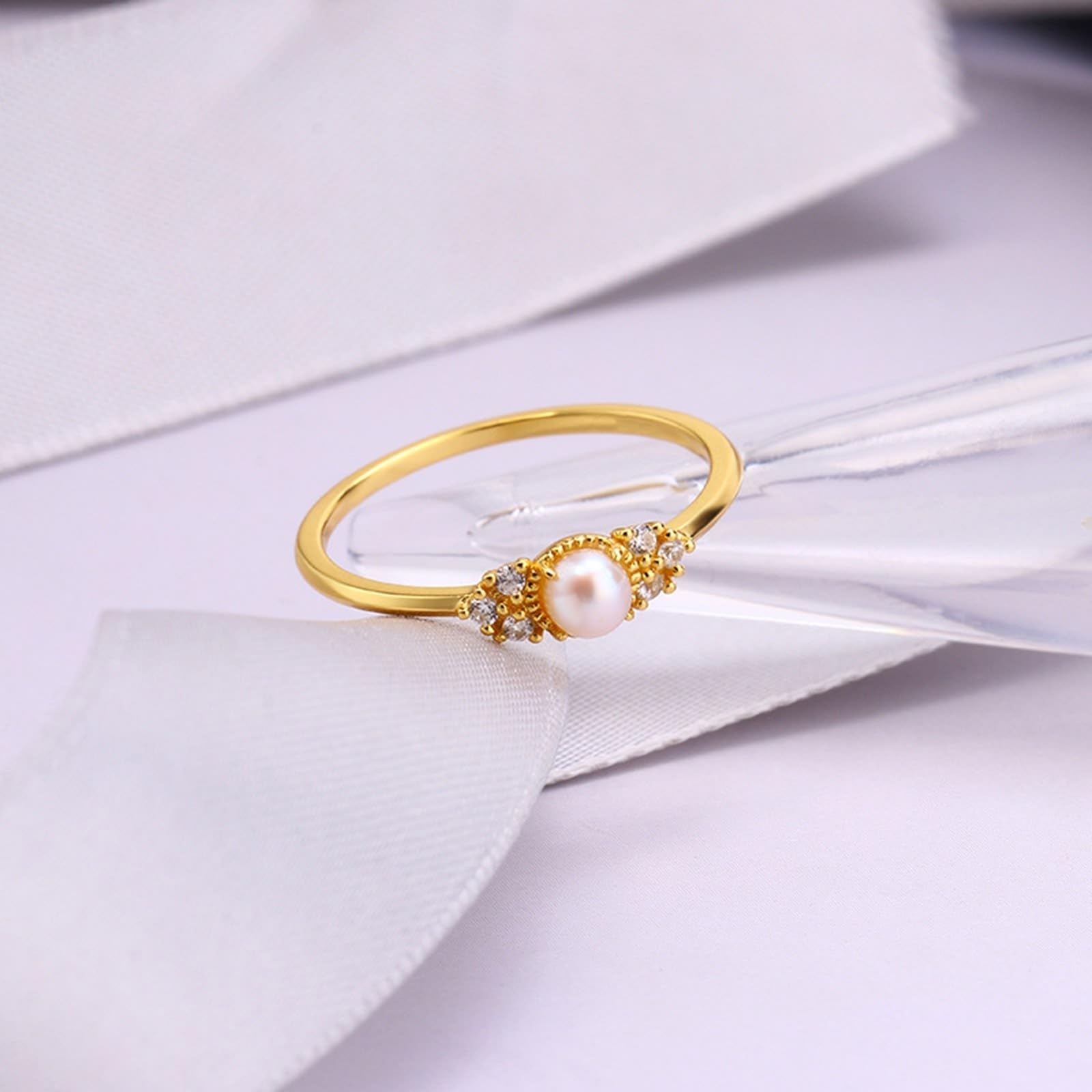 Anello solitario in oro giallo Au 375/585/750, gioiello con perla, forma classica
