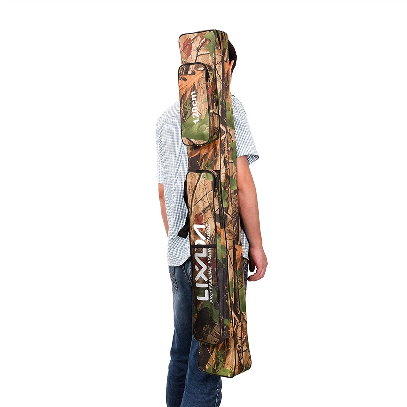 Torba na wędkę torba wędkarska podwójna warstwa duża pojemność torba na wędkę 120/150 cm pokrowiec na wędkę plecak na wędkarstwo torba na sprzęt (kolor: Żółty 150 cm)