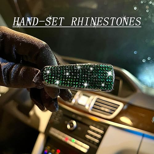 Miniatura 5 de Juego de 2 soportes para lentes de sol con diamantes de imitación brillantes con esponja antiarañazos, decoración de automóvil para mujeres y niñas,