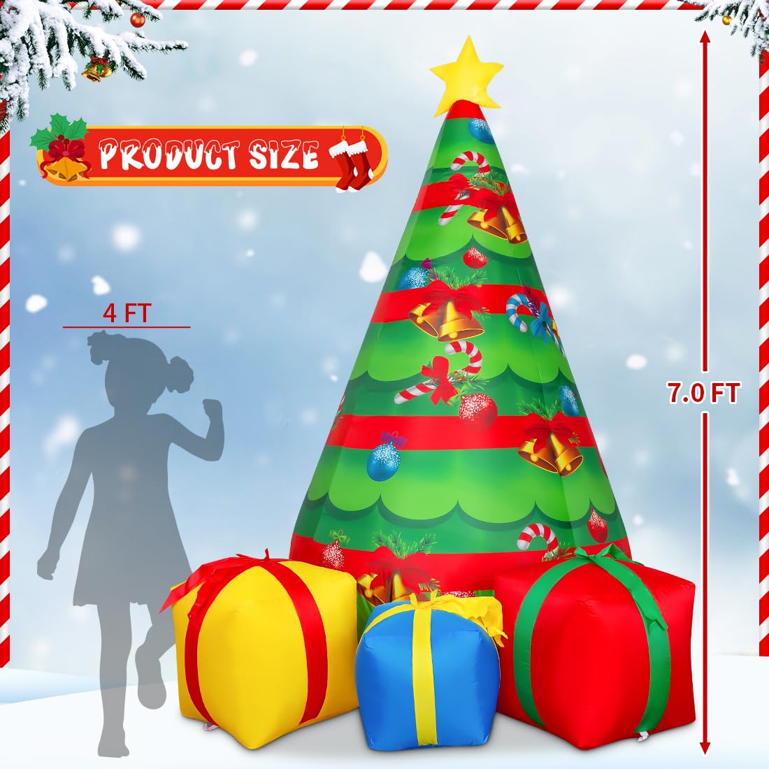 COMIN Pupazzo di neve gonfiabile natalizio all'aperto con scatola, decorazione da cortile con luci LED integrate per vacanze/festa/Natale/cortile/giardino