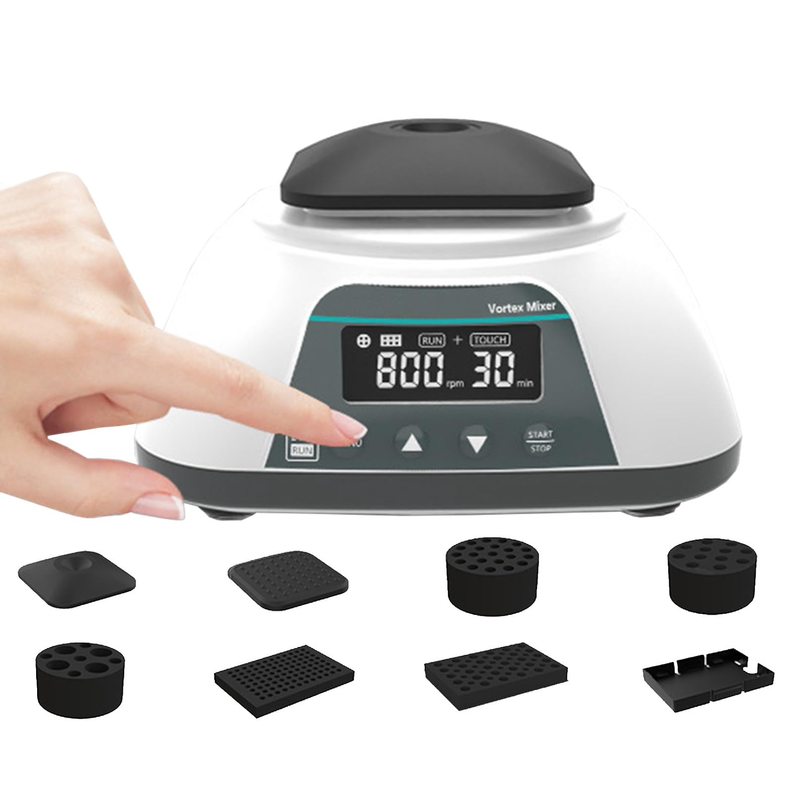 NYANS Mini Mezclador de Vórtice de Laboratorio, Equipado con 8 Módulos Reemplazables, Oscilador de Vórtice Multifunción, para Tubos de Centrífuga y Tubos de Extracción de Sangre,VM-500Pro